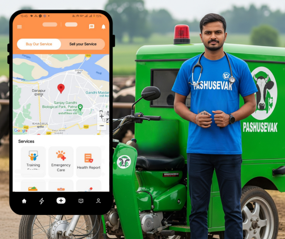 ग्रामीण भारत में किसान, PashuSevak वेटरी टीम और डिजिटल ऐप